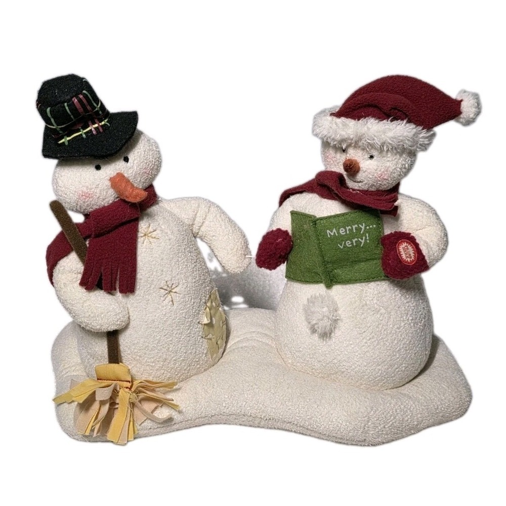 Vtg 2003 Hallmark Jingle Pals Mr & Mrs Snowman Animated Singing Caroling Plush